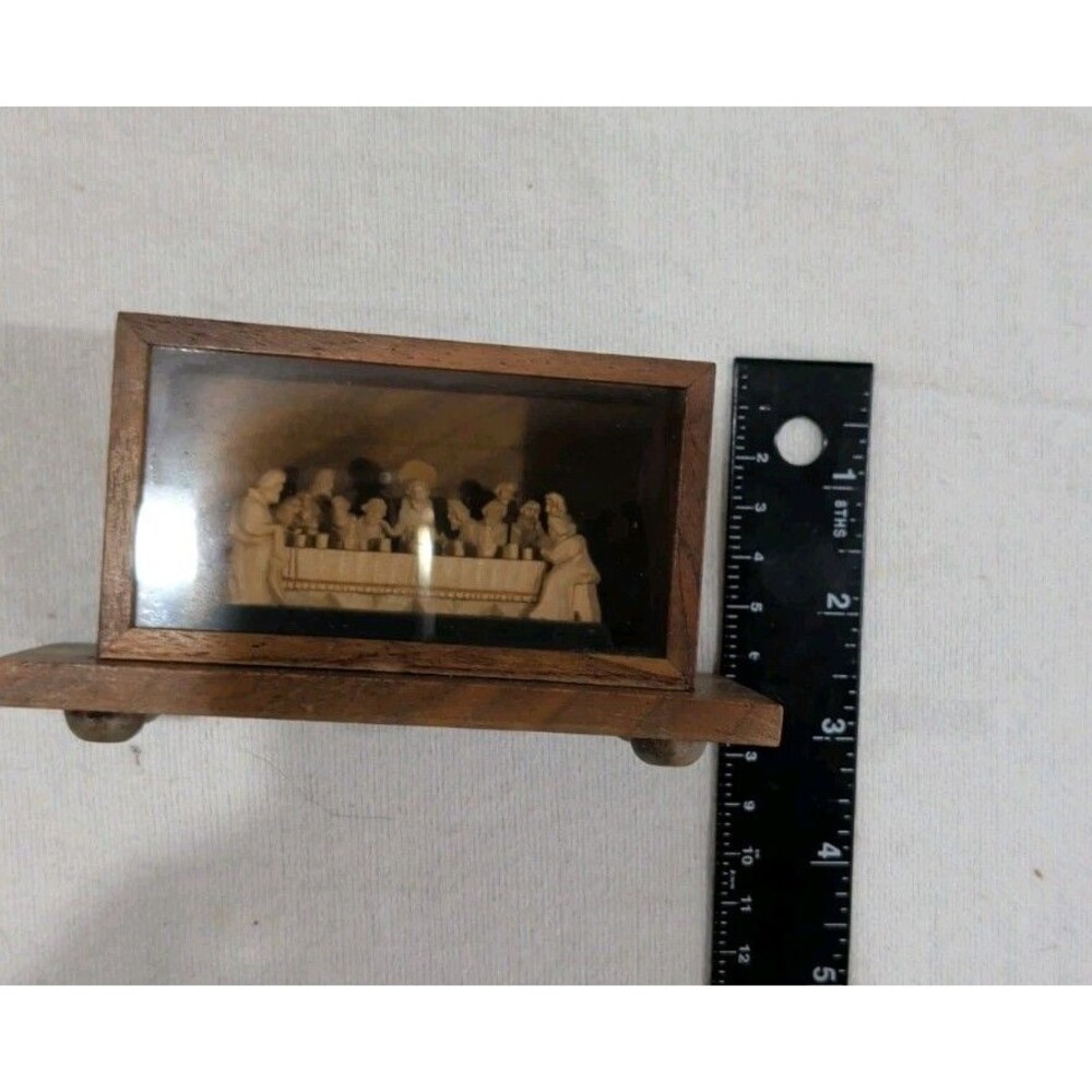 German Hand Carved Wood Sacred Box Miniature Last Supper RARE 5"X3"X2" - Picture 5 of 9